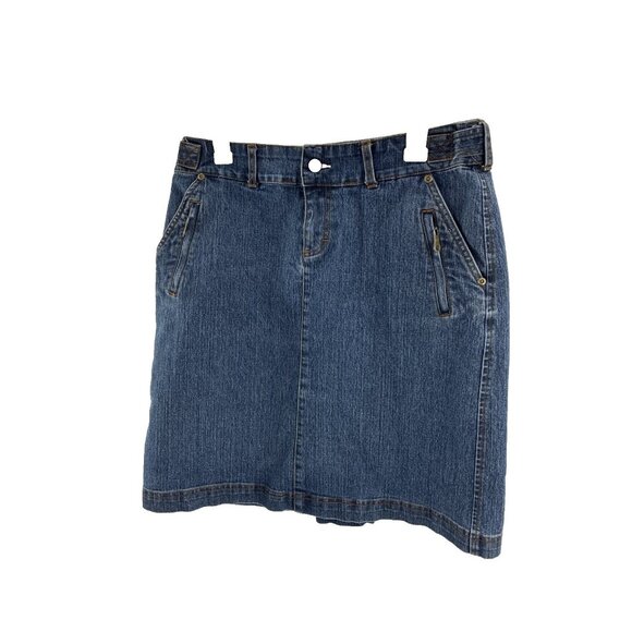 Natural Reflections Dresses & Skirts - Natural Reflections Womens 8 Denim Skirt Blue Zip Pocket Casual Jean Skirt Y2K